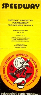1983 kwiecień 24, Murska Sobota : Kontynentalna Runda Wstępna Indywidualnych Mistrzostw Świata na żużlu