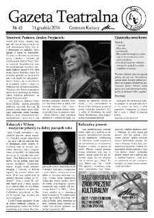 Teatr w Lubinie : Gazeta Teatralna nr 45, grudzień 2016