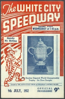 1952 lipiec 9, Glasgow : Runda Interkontynentalna Indywidualnych Mistrzostw Świata na żużlu
