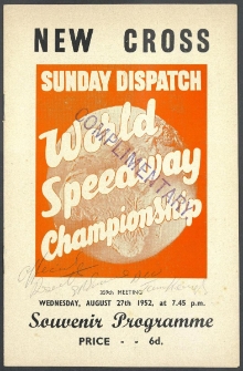 1952 sierpień 27, New Cross, Londyn : Runda Mistrzowska Indywidualnych Mistrzostw Świata na żużlu