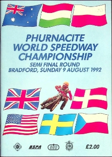 1992 sierpień 9, Bradford : P&oacute;łfinał Światowy Indywidualnych Mistrzostw Świata na żużlu