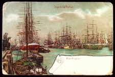 Karta pocztowa: Port żaglowc&oacute;w, Hamburg
