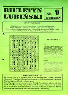 Biuletyn Lubiński nr 9, kwiecień `92