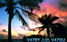 Karta QSL V47GU : Saint Kitts i Nevis : IOTA NA-104