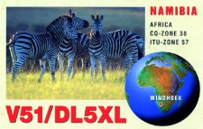 Karta QSL V51/DL5XL : Namibia