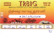 Karta QSL TR8IG : Gabon