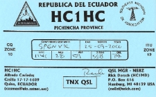 Karta QSL HC1HC : Ekwador