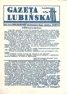 Gazeta Lubińska : nr 9, 10, listopad `87