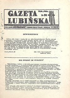 Gazeta Lubińska nr 20, kwiecień `88