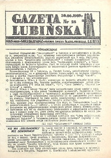 Gazeta Lubińska nr 28, czerwiec `89