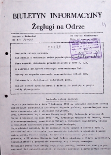 Biuletyn Informacyjny Żeglugi na Odrze nr 3-4/89 (31-32)