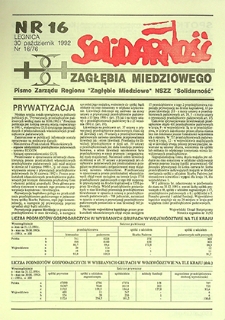 Solidarność Zagłębia Miedziowego nr 16/76, październik `92