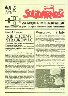 Solidarność Zagłębia Miedziowego nr 3/104, luty `94