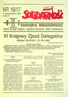 Solidarność Zagłębia Miedziowego nr 16/17, 116/117, październik `94