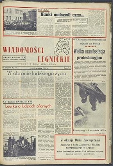 Wiadomości Legnickie nr 35 (179), wrzesień `60