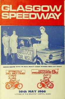 1966 maj 20, Glasgow : Brytyjska Runda Kwalifikacyjna Indywidualnych Mistrzostw Świata na żużlu