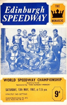 1967 maj 13, Edynburg : Brytyjska Runda Kwalifikacyjna Indywidualnych Mistrzostw Świata na żużlu