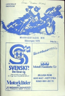 1979 maj 6, Mariestad : Szwedzka Runda Kwalifikacyjna Indywidualnych Mistrzostw Świata na żużlu