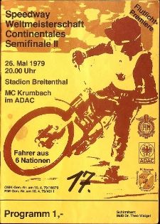 1979 maj 26, Krumbach : Półfinał Kontynentalny Indywidualnych Mistrzostw Świata na żużlu