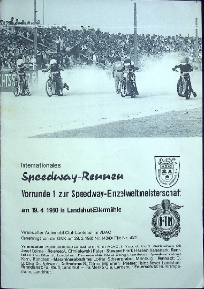 1980 kwiecień 19, Landshut : Kontynentalna Runda Wstępna Indywidualnych Mistrzostw Świata na żużlu
